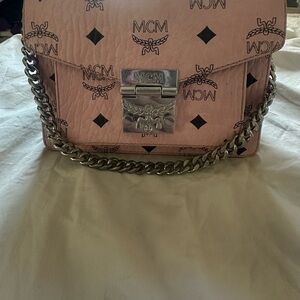 MCM Pink Crossbody Bag with Silver Chain